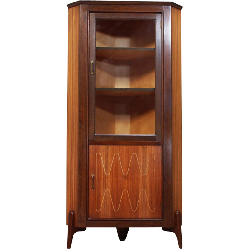 Vintage Teak & Glass Corner Cabinet from Everest - 1950s