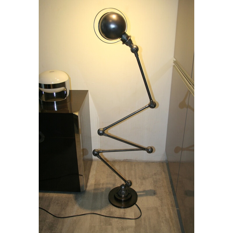 Lampe noire industrielle jieldé en acier graphite, DOMECQ - années 50