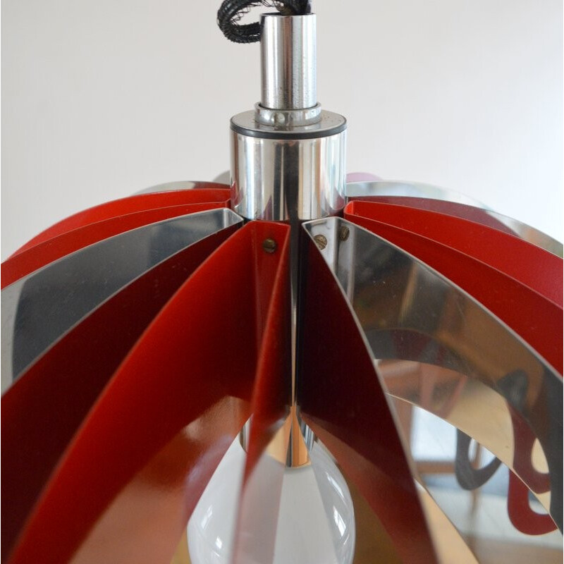 Extendable hanging lamp in aluminium - 1970