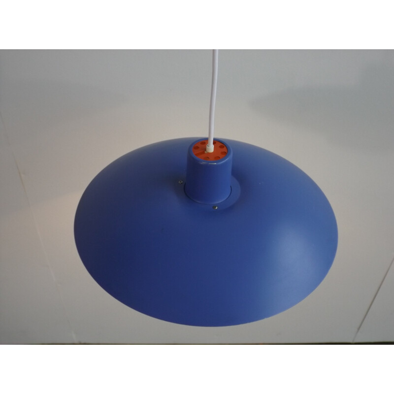 Vintage PH 3-4 pendant lamp in blue aluminum - 1970s