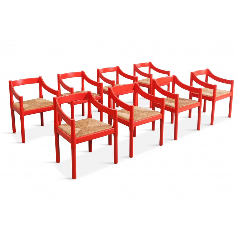 Set of 8 "Carimate" Chairs by Vico Magistretti for Cassina - 1960s