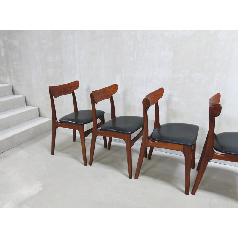 Set of 6 rosewood and teak dining chairs from Schionning & Elgaard - 1960s