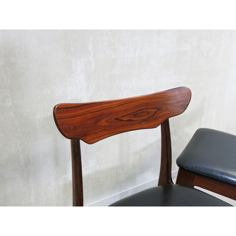 Set of 6 rosewood and teak dining chairs from Schionning & Elgaard - 1960s