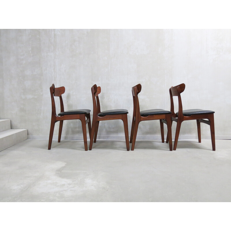 Ensemble de 4 chaises à repas en palissandre et en teck de Schionning & Elgaard - 1960