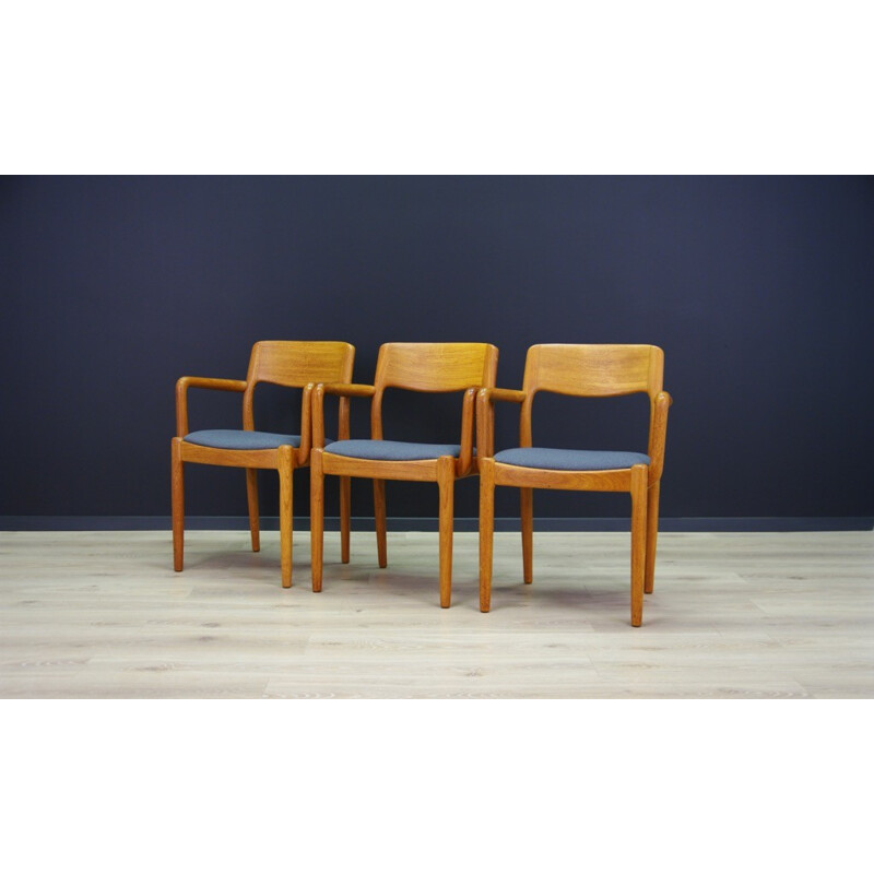 Blue dining chair in danish teak by Juul Kristensen- 1960s