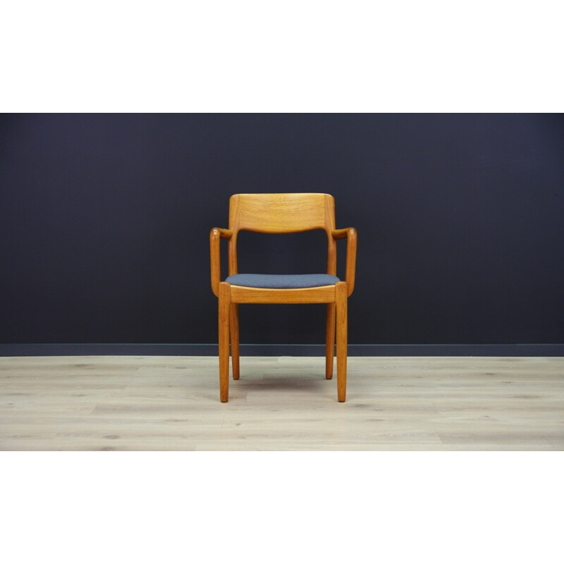 Blue dining chair in danish teak by Juul Kristensen- 1960s