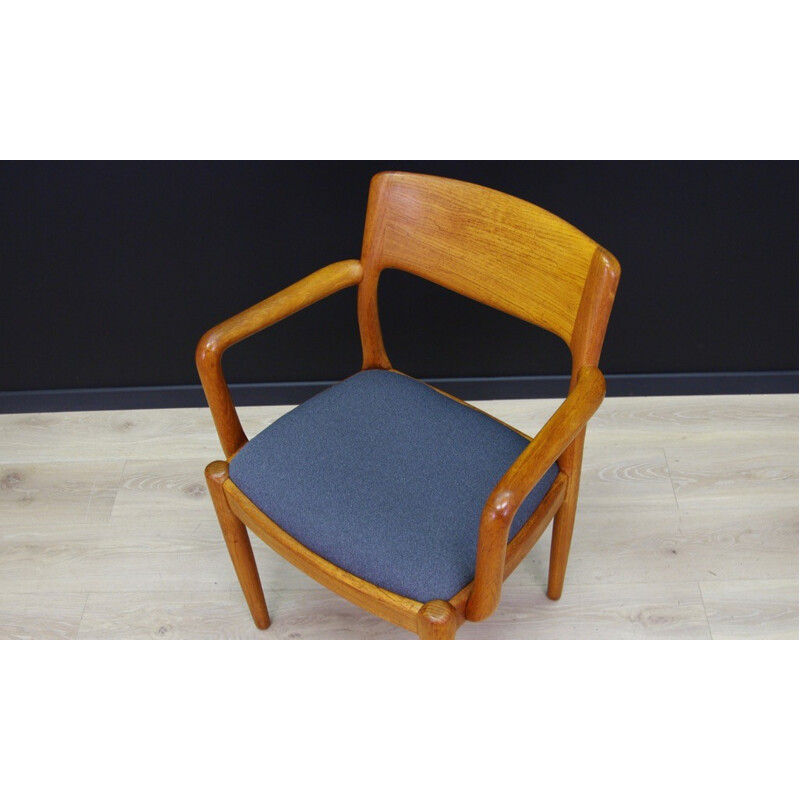 Blue dining chair in danish teak by Juul Kristensen- 1960s