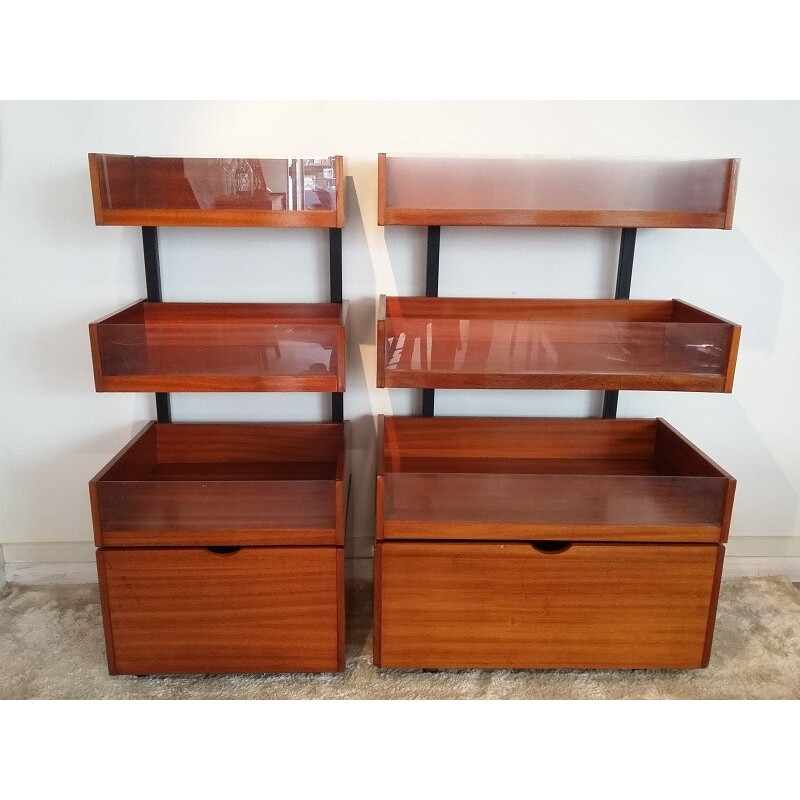 French vintage bookcase in mahogany - 1950s