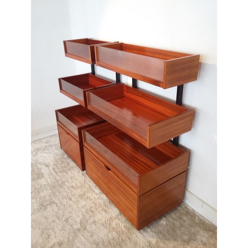French vintage bookcase in mahogany - 1950s