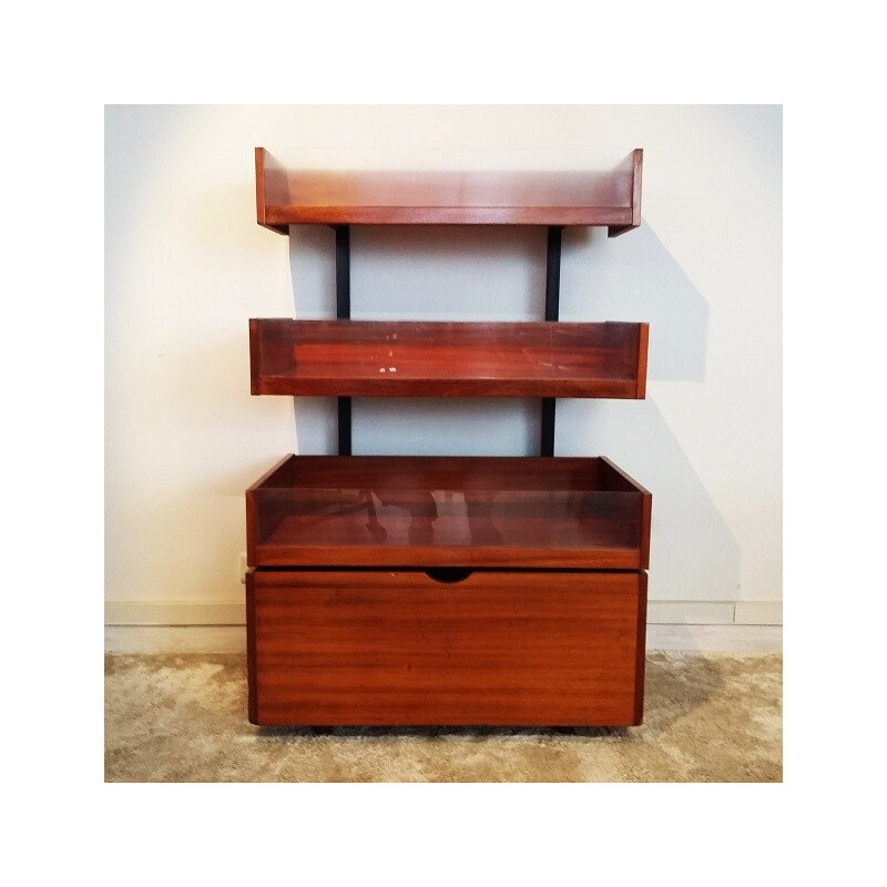 French vintage bookcase in mahogany - 1950s