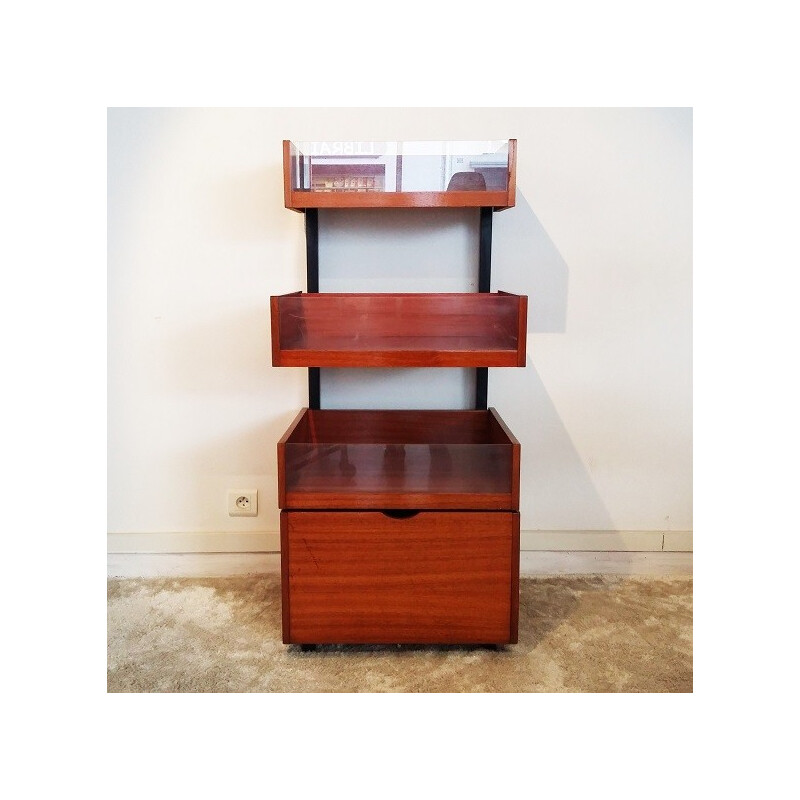 French vintage bookcase in mahogany - 1950s