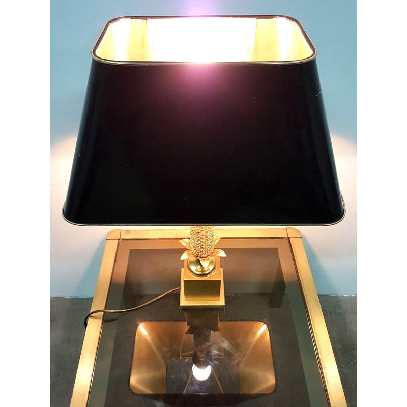 Vintage black desk lamp in brass - 1970