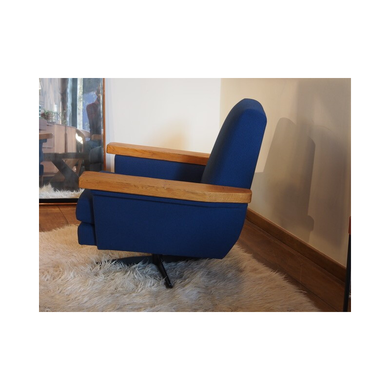Pair of blue french armchairs - 1970s