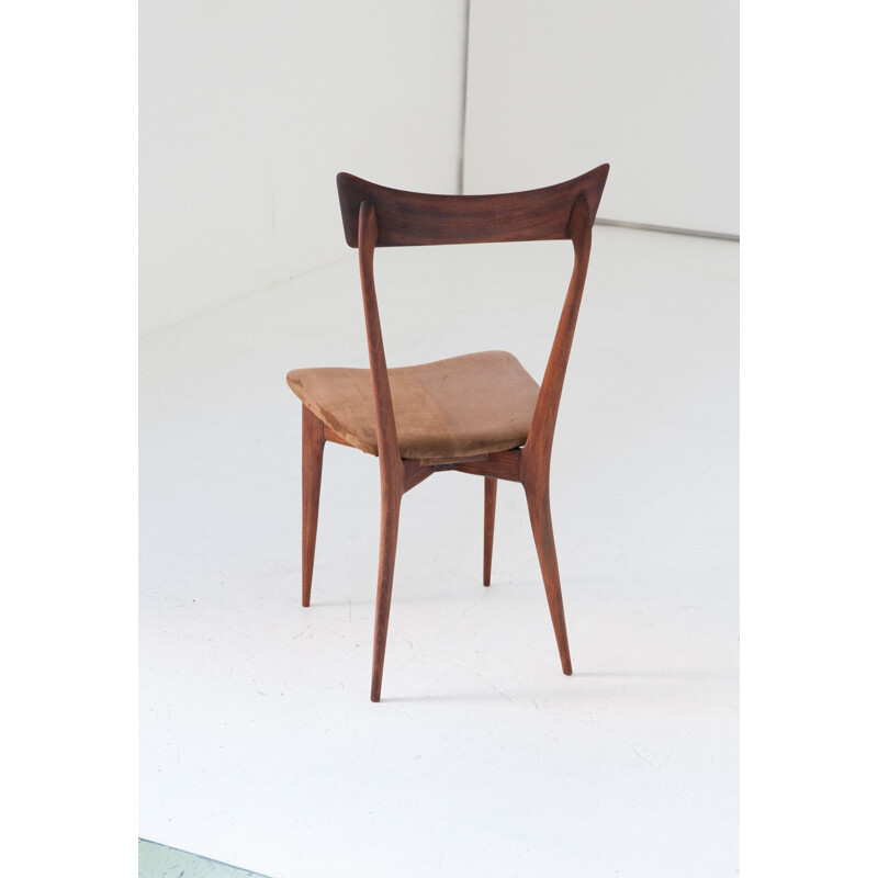 New Natural Leather and Mahogany Dining Chairs by Ico Parisi - 1950s