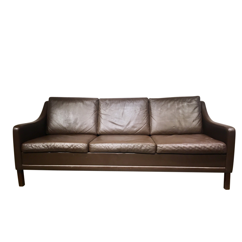 Mid century leather 3 seater sofa - 1960s