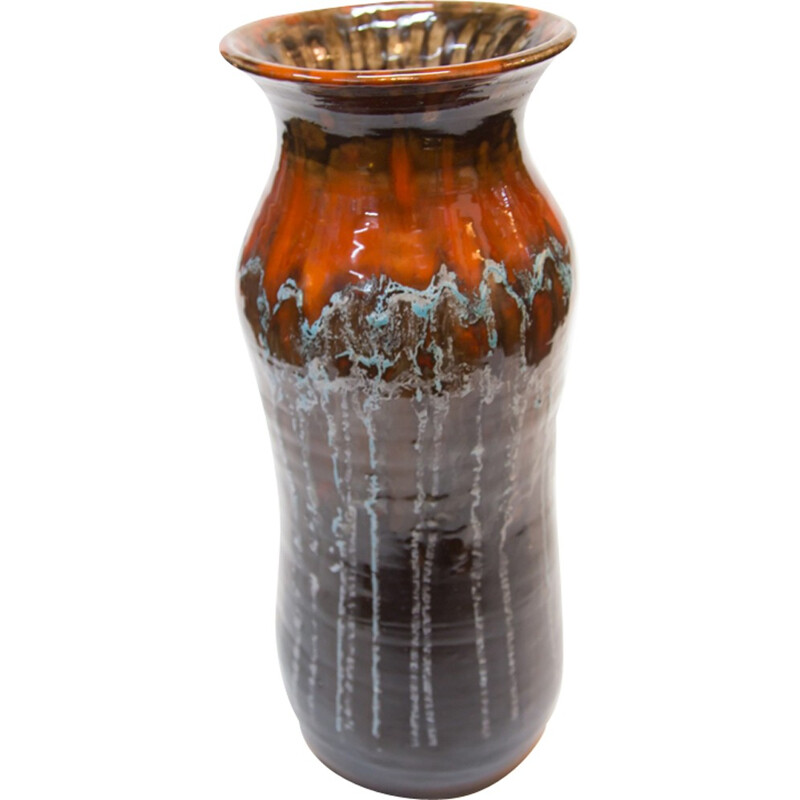 Glazed Vintage Ceramic Floor Vase - 1970s