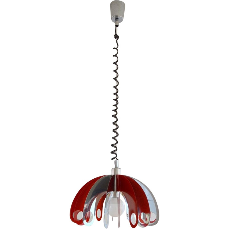 Extendable hanging lamp in aluminium - 1970