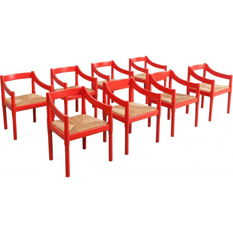 Set of 8 "Carimate" Chairs by Vico Magistretti for Cassina - 1960s