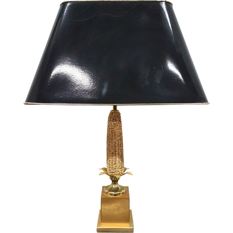 Lampe de table vintage noire en laiton - 1970