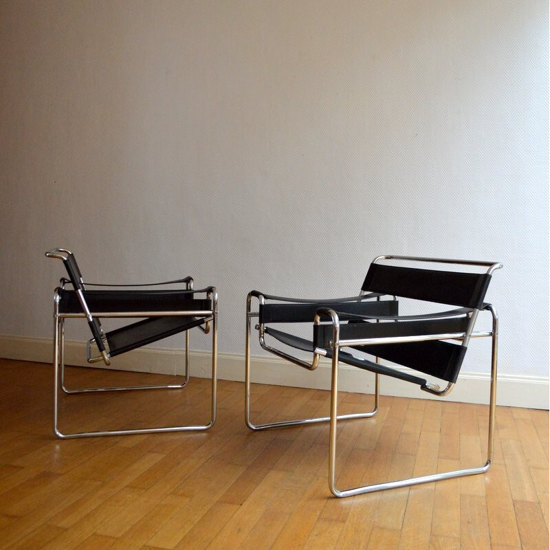 Pair of Wassily armchairs by Marcel Breuer - 1970s