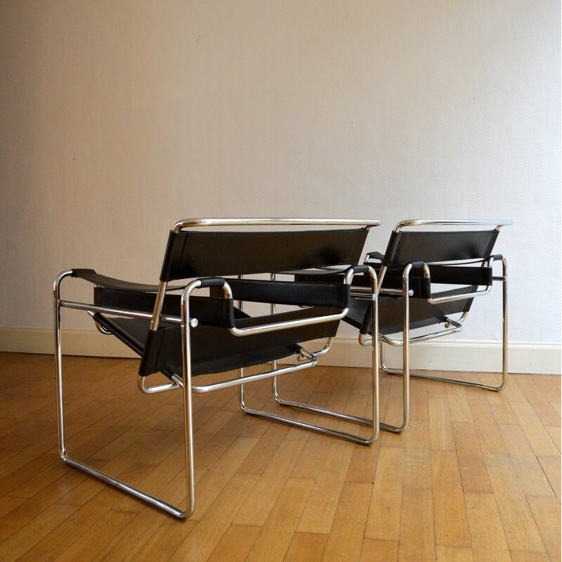 Pair of Wassily armchairs by Marcel Breuer - 1970s