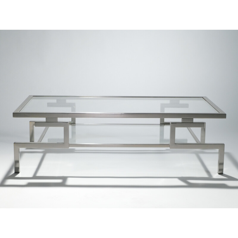 Nickel plated steel coffee table by Guy Lefevre for Jansen - 1970s