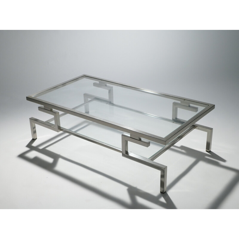 Nickel plated steel coffee table by Guy Lefevre for Jansen - 1970s