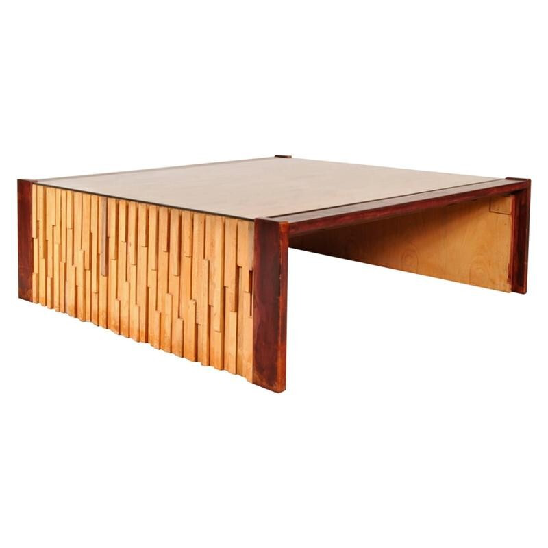 Vintage hardwood coffee table by Percival Lafer, Brazil 1960