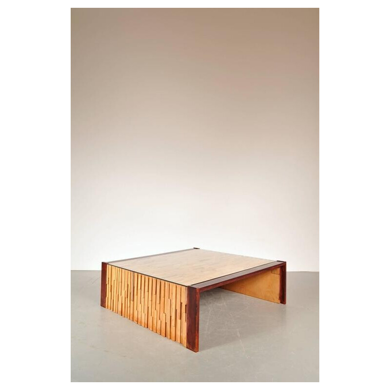 Table basse vintage en bois dur de Percival Lafer, Brésil 1960