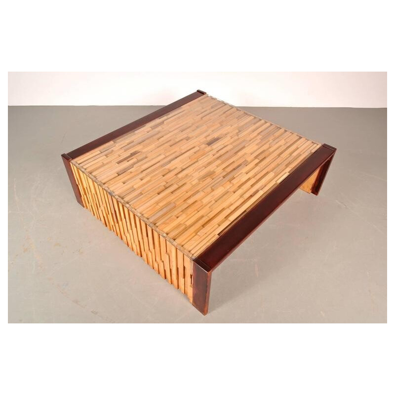 Vintage hardwood coffee table by Percival Lafer, Brazil 1960