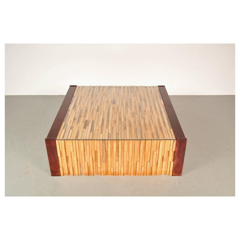 Mesa de centro vintage de madera dura de Percival Lafer, Brasil 1960