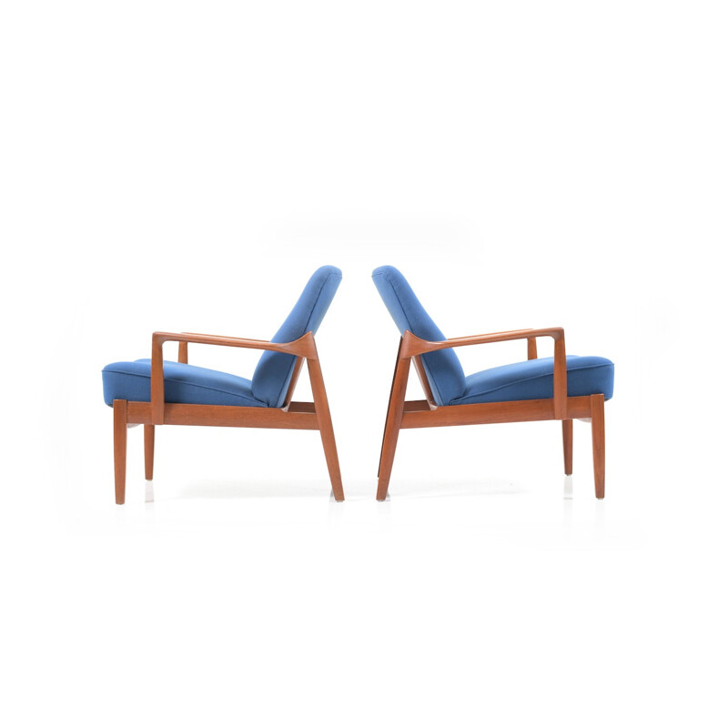 Pair of teak wooden armchairs by Edvard & Tove Kindt-Larsen for France & Daverkosen - 1950s