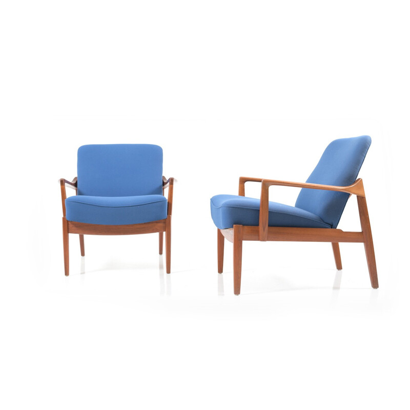 Pair of teak wooden armchairs by Edvard & Tove Kindt-Larsen for France & Daverkosen - 1950s