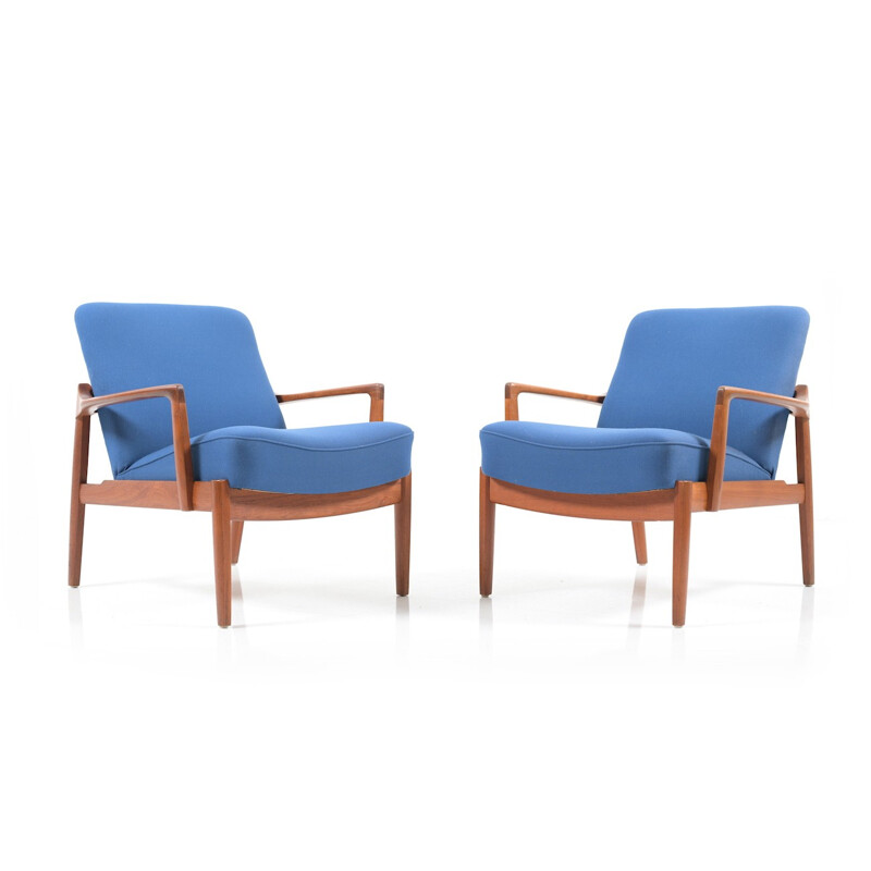 Pair of teak wooden armchairs by Edvard & Tove Kindt-Larsen for France & Daverkosen - 1950s