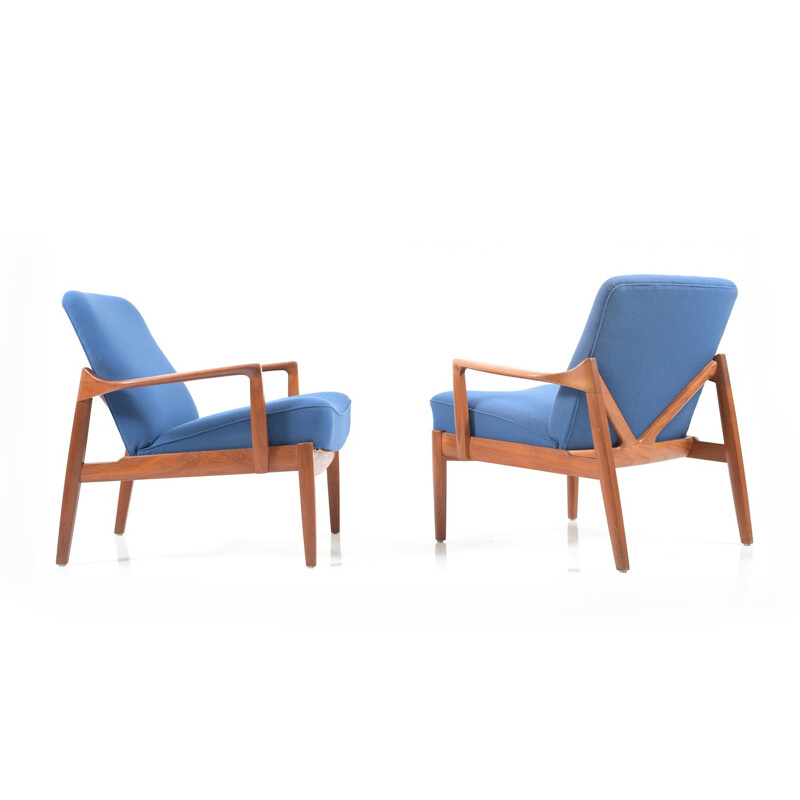 Pair of teak wooden armchairs by Edvard & Tove Kindt-Larsen for France & Daverkosen - 1950s