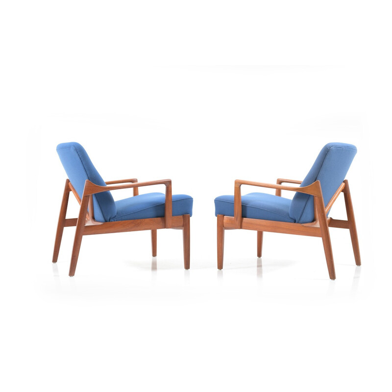 Pair of teak wooden armchairs by Edvard & Tove Kindt-Larsen for France & Daverkosen - 1950s