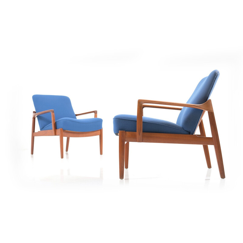 Pair of teak wooden armchairs by Edvard & Tove Kindt-Larsen for France & Daverkosen - 1950s