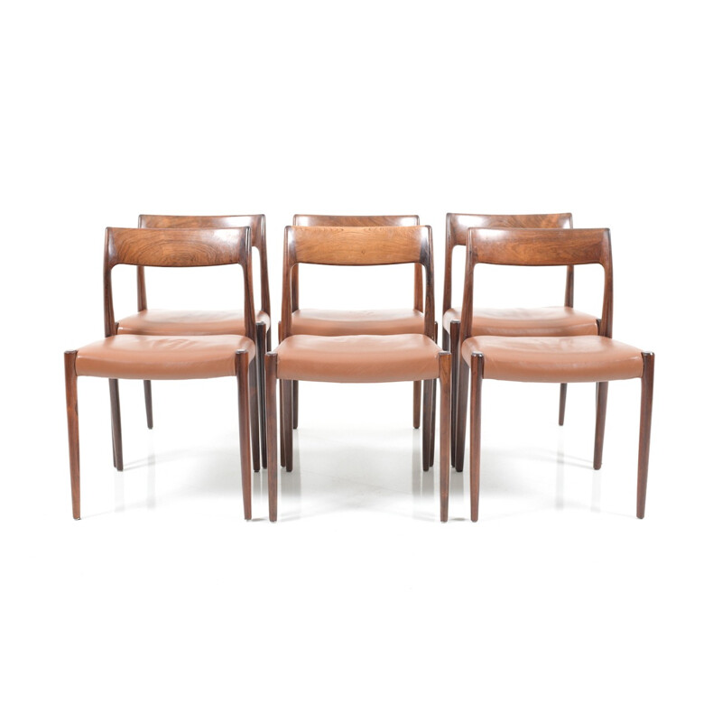 Set of 6 dining chairs model n° 77 in rosewood by Niels O. Møller for J.L. Møllers Møbelfabrik - 1960s