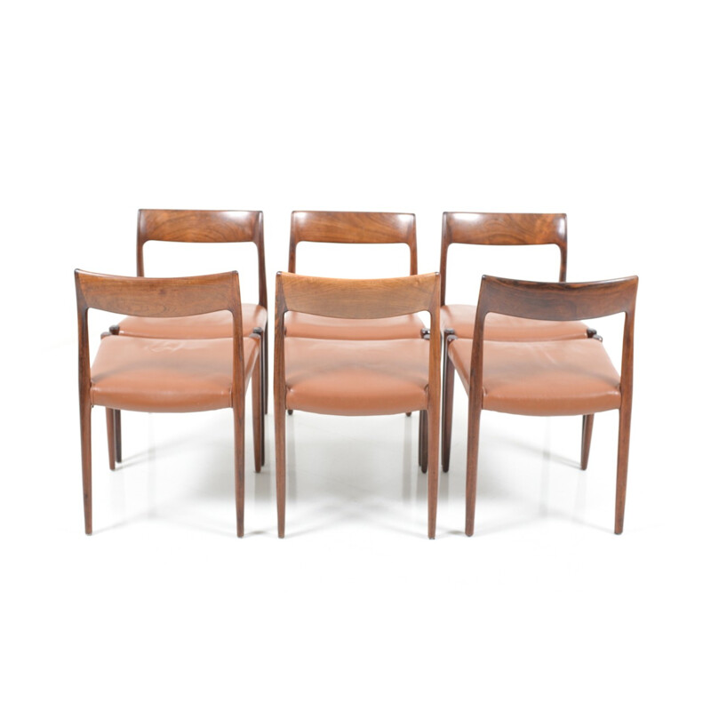 Set of 6 dining chairs model n° 77 in rosewood by Niels O. Møller for J.L. Møllers Møbelfabrik - 1960s