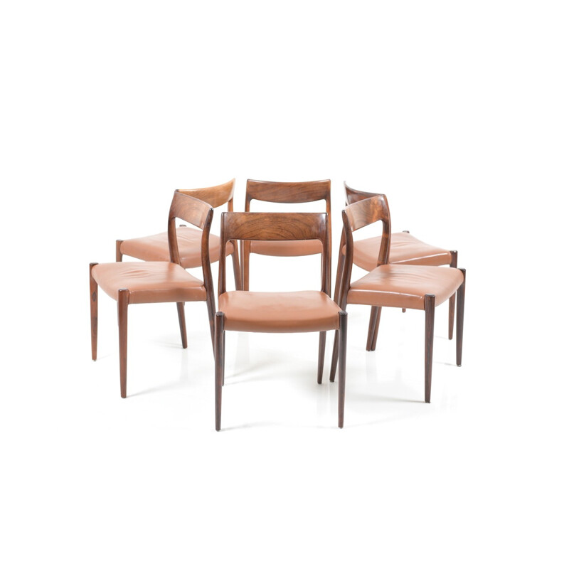 Set of 6 dining chairs model n° 77 in rosewood by Niels O. Møller for J.L. Møllers Møbelfabrik - 1960s