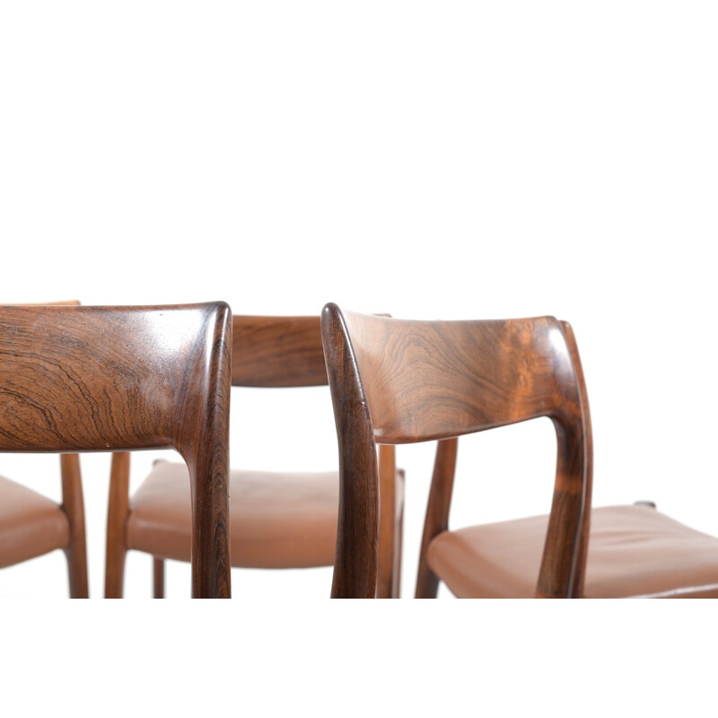 Set of 6 dining chairs model n° 77 in rosewood by Niels O. Møller for J.L. Møllers Møbelfabrik - 1960s