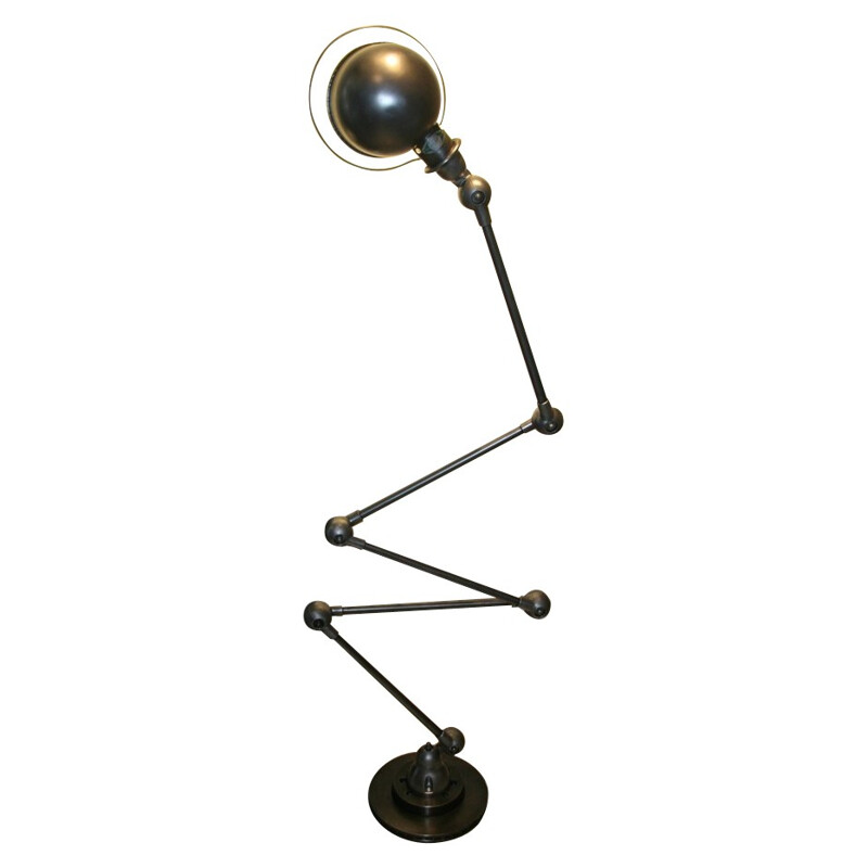 Lampe noire industrielle jieldé en acier graphite, DOMECQ - années 50