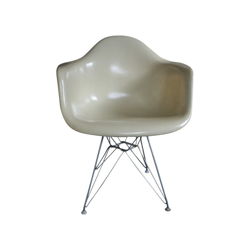 Parchment armchair DAR in fibreglass and metal, Charles & Ray EAMES - 1960s