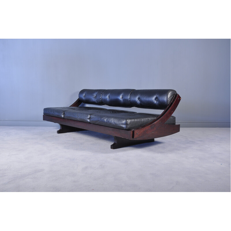 Black leather sofa model GS-195 by Gianni Songia for Sormani - 1960s