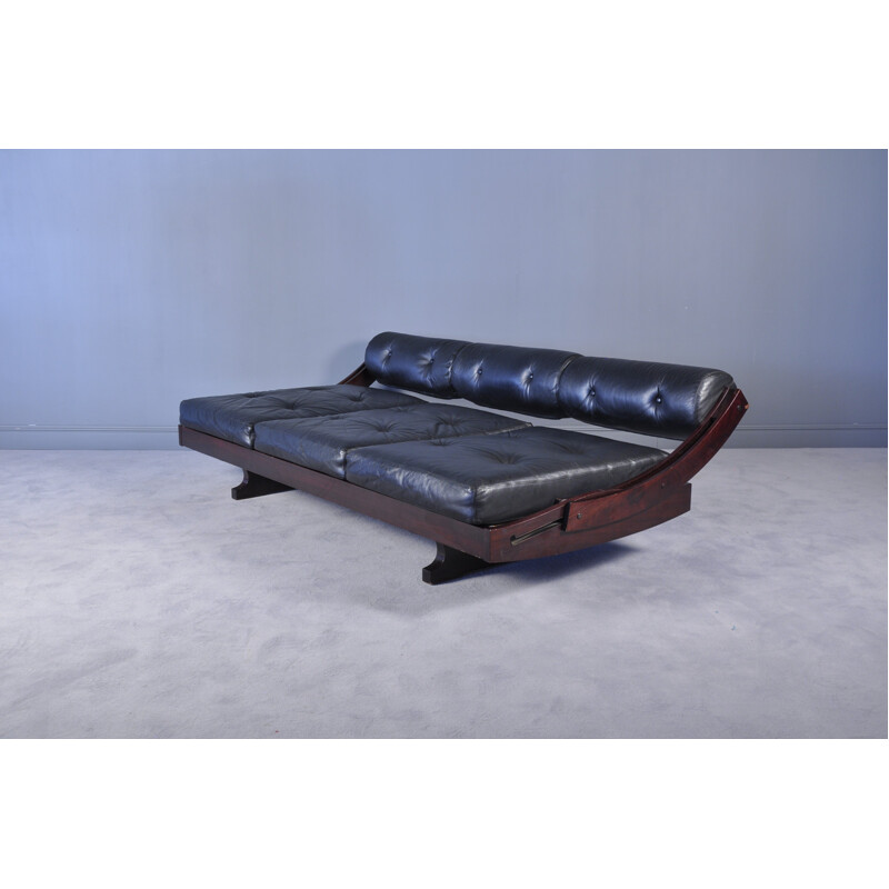 Black leather sofa model GS-195 by Gianni Songia for Sormani - 1960s