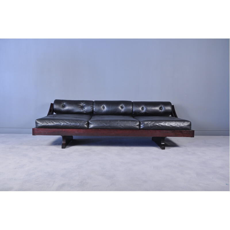 Black leather sofa model GS-195 by Gianni Songia for Sormani - 1960s