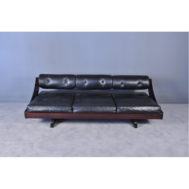 Black leather sofa model GS-195 by Gianni Songia for Sormani - 1960s