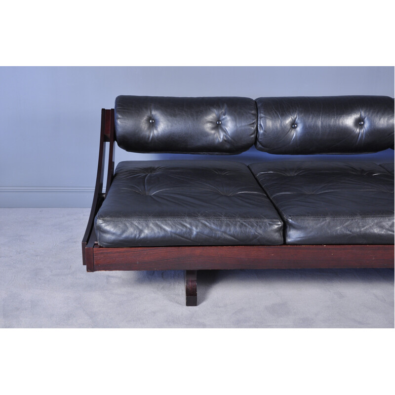 Black leather sofa model GS-195 by Gianni Songia for Sormani - 1960s