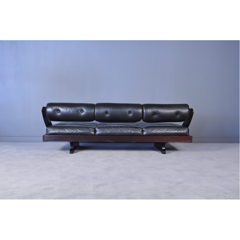 Black leather sofa model GS-195 by Gianni Songia for Sormani - 1960s