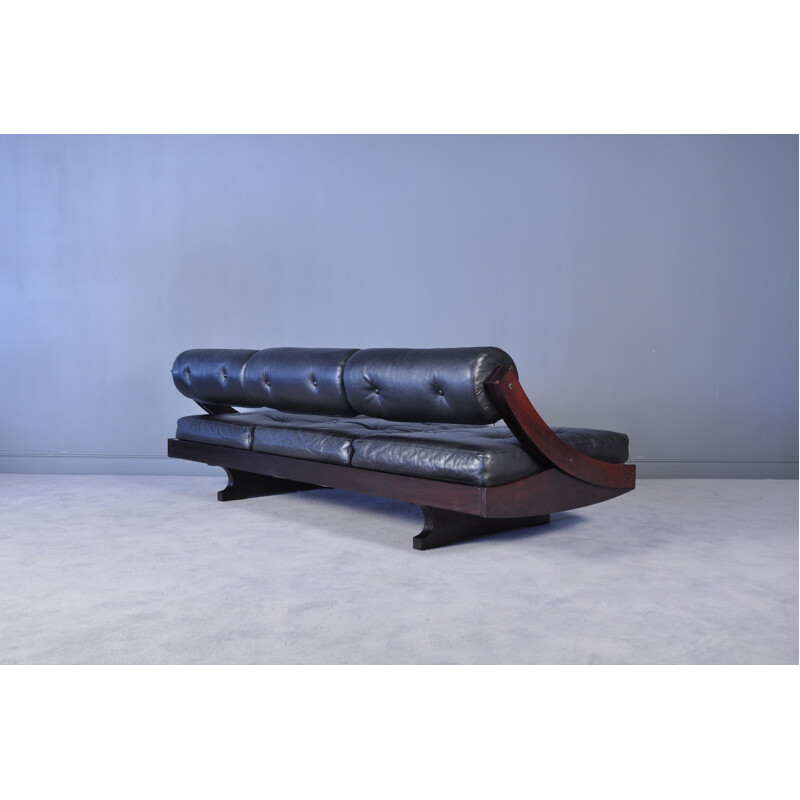 Black leather sofa model GS-195 by Gianni Songia for Sormani - 1960s